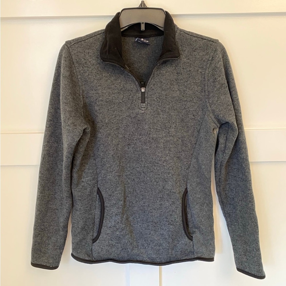 Charles River Women's Quarter Zip Sweater Fleece Pullover Size Medium Gray/Black